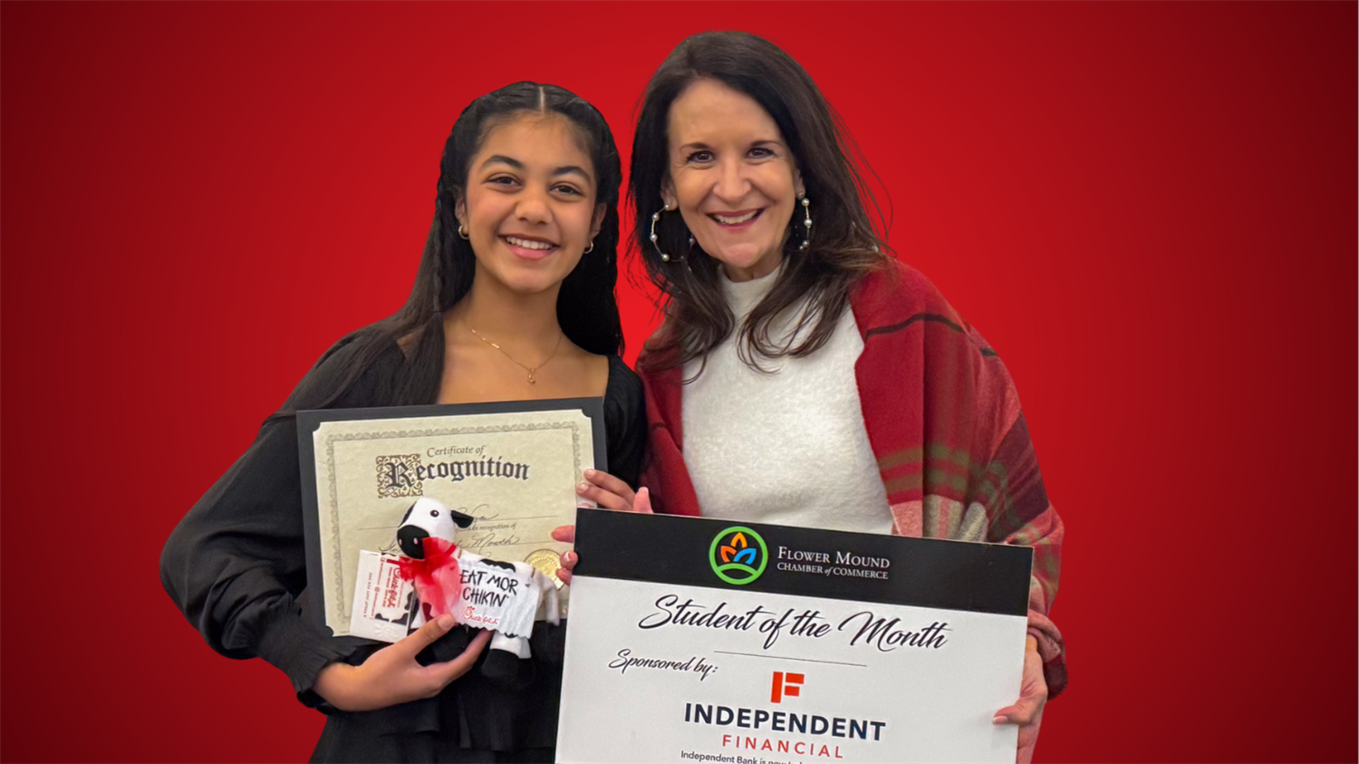  Lamar Middle School student Gianna Vyas named Flower Mound Chamber's December Student of the Month.